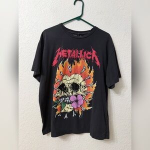 Metallica Pushead Flaming Heart Skull Tee Concert Shirt - M